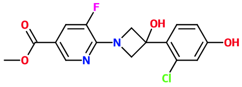 (image for) MC085462 6-[3-(2-Chloro-4-hydroxy-phenyl)-3-hydroxy-azetidin-1-yl]-5-fluoro-nicotinic acid methyl ester